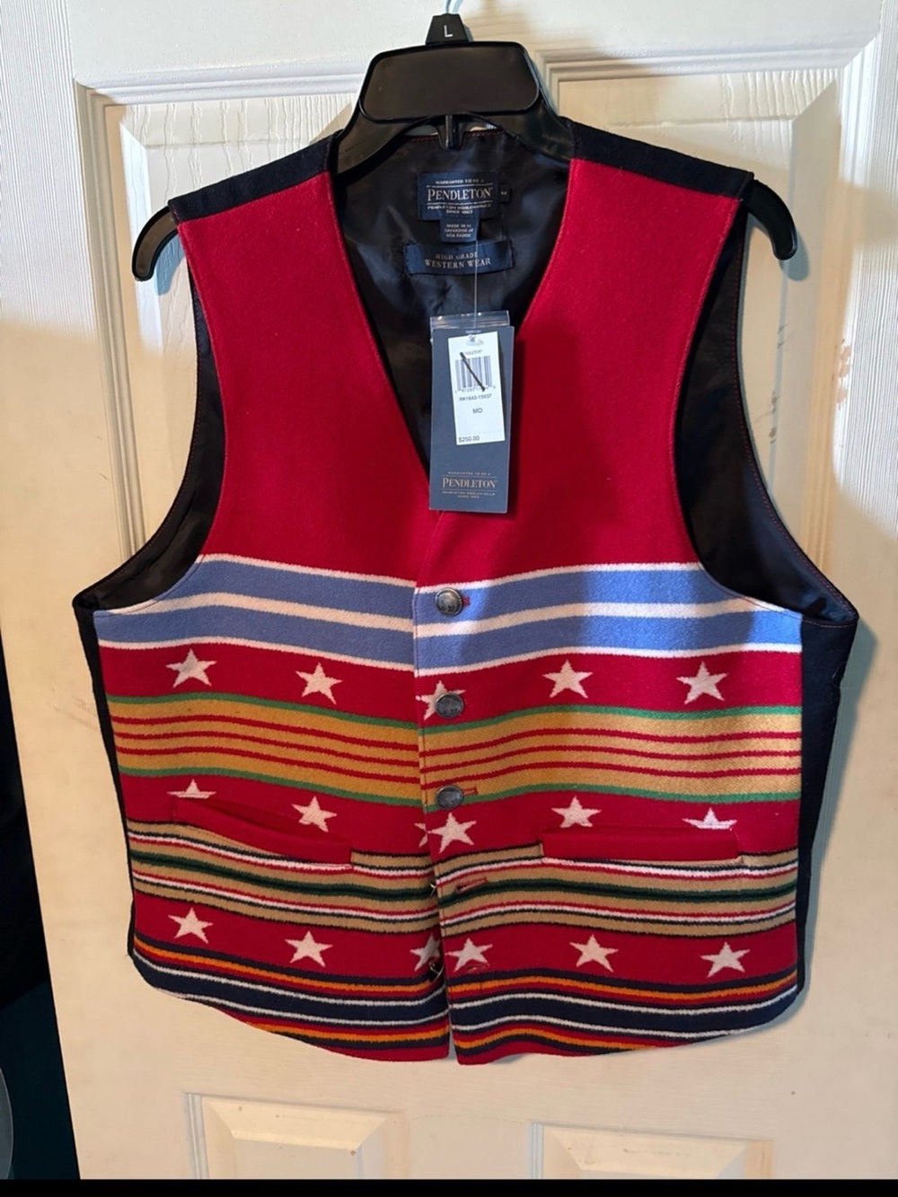 Pendleton Red Wool Vest with Black Lining